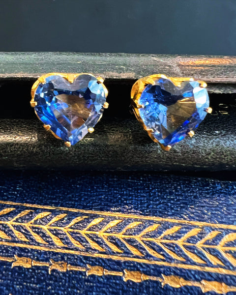 Earrings. 22ct Gold. Created Sapphires.