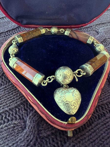 Antique Agate and Sterling Silver Scottish Bracelet.