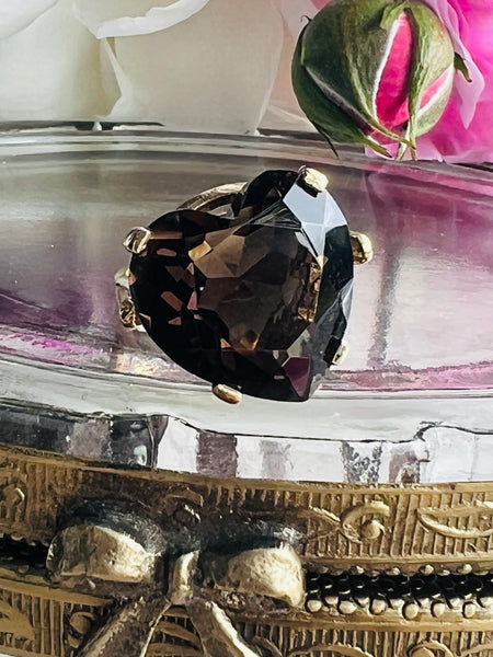 Heat shaped Smokey Quartz Ring in 9ct gold.