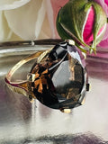 Heat shaped Smokey Quartz Ring in 9ct gold.