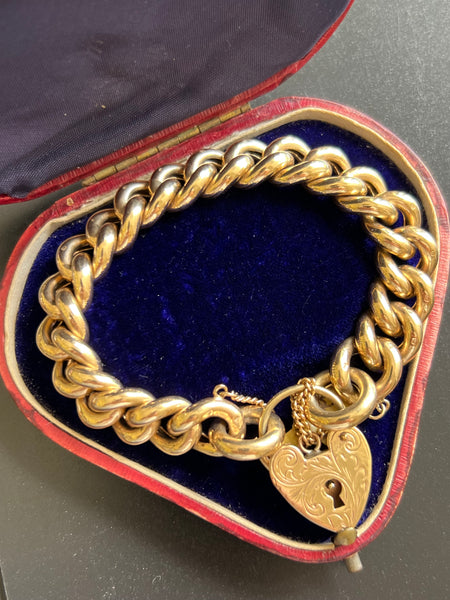 Antique Curb Link 9ct Gold Bracelet.