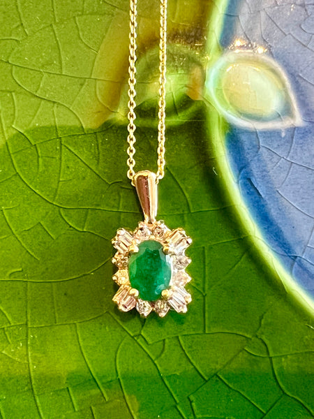 Emerald and Diamond Pendant.