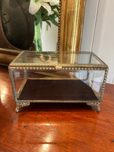 Jewellery Box. Glass and Brass.