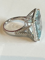 Aquamarine and Diamond Cluster Ring.
