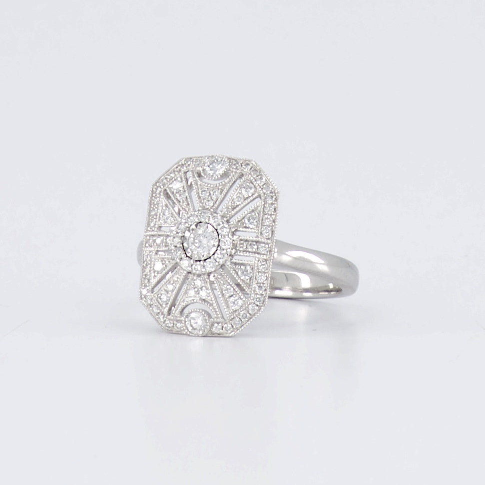 Art Deco Style Ring 18Ct Diamonds – Bilkey & Co
