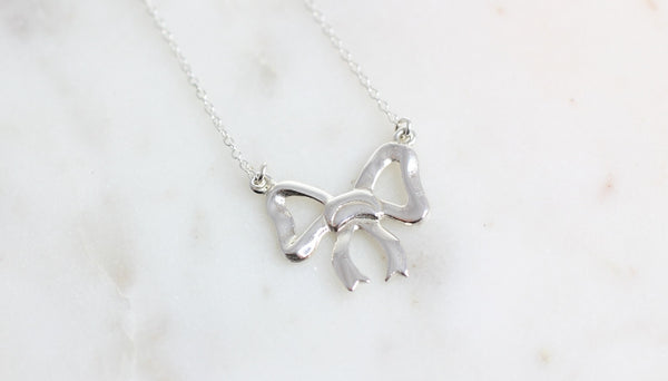 Silver Ribbon Bow Trinket and Chain